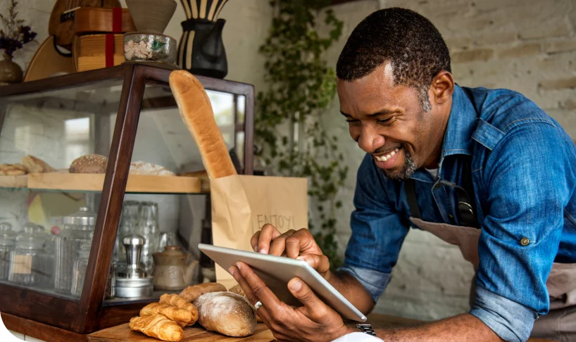 Man using digital tablet